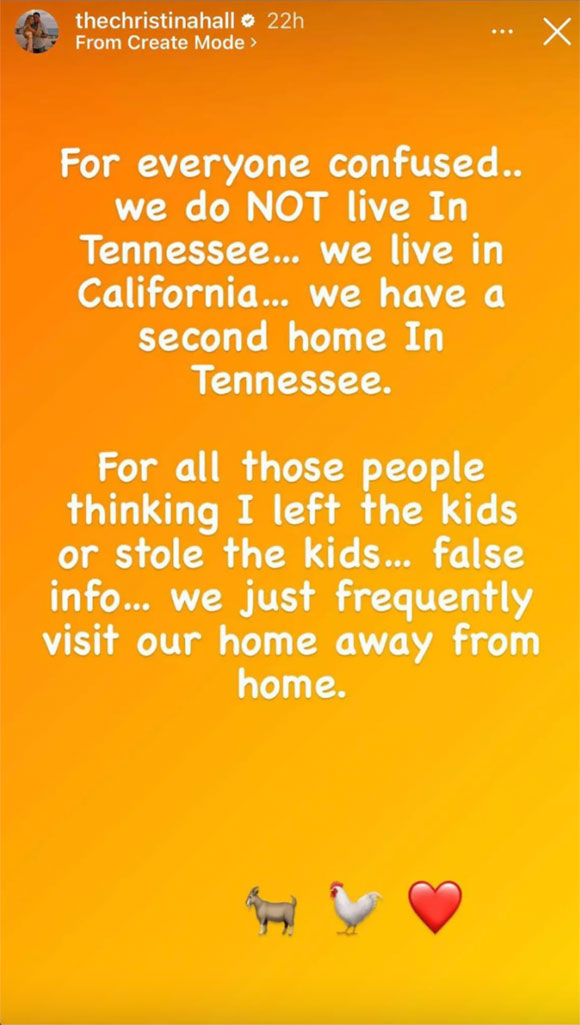 Christina Hall Clarifies She Did Not Steal Kids Tennessee