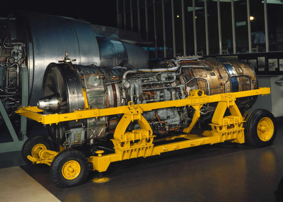 This engine, serial no 59351, is from Concorde 002, the British prototype of the supersonic airliner. 