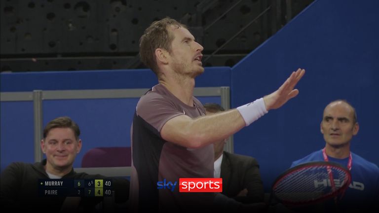 Andy Murray ran out of challenges and was left enraged with the umpire after a close call didn't go his way, ultimately costing him the match against Benoit Paire.