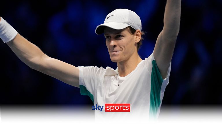 Italy's Jannik Sinner celebrates 