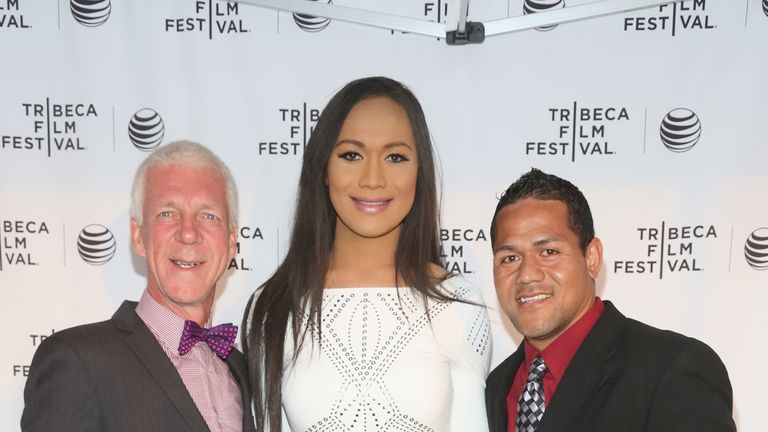 Coach Thomas Rongen, Jaiyah Saelua, and Nicky Salapu attend the Tribeca Drive-In/ESPN: Next Goal Wins during the 2014 Tribeca Film Festival at North Cove at World Financial Center Plaza on April 19, 2014 in New York City. 