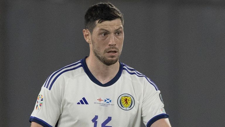 TBILISI, GEORGIA - NOVEMBER 16: Scotland's Scott McKenna in action during a UEFA Euro 2024 Qualifier between Georgia and Scotland at the Boris Paichadze Dinamo Arena, on November 16, 2023, in Tbilisi, Georgia. (Photo by Craig Williamson / SNS Group)