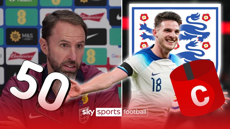 Gareth Southgate says Declan Rice can step up and show his leadership qualities when he captains England against Belgium.