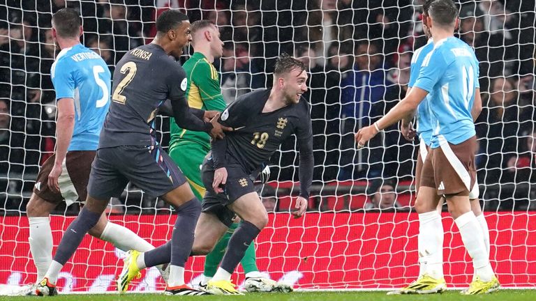 Jarrod Bowen wheels away to celebrate a goal only for VAR to rule out his effort for offside