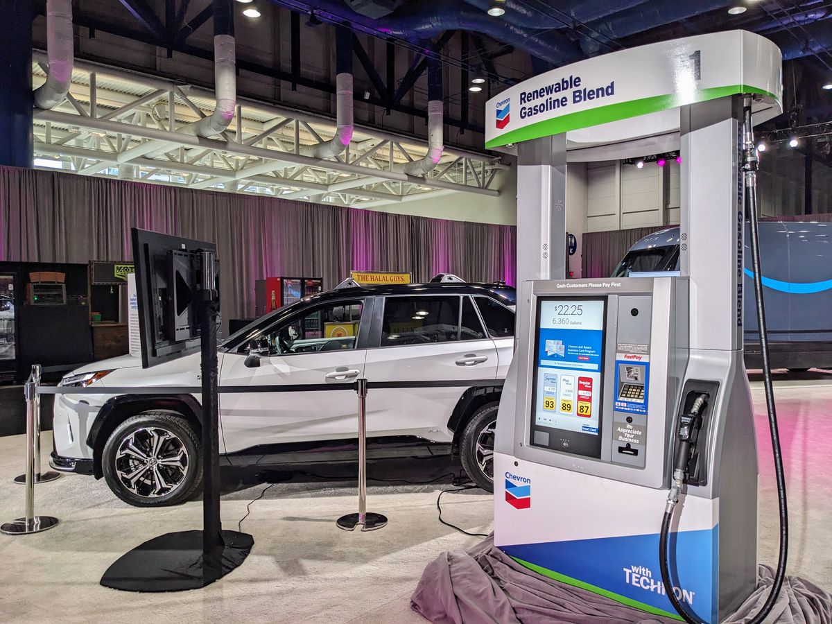 A renewable fuel gas pump on display at CERAWeek.