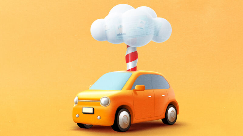 A cartoon of a car, with a straw coming out of its roof, and a cloud coming out of the straw
