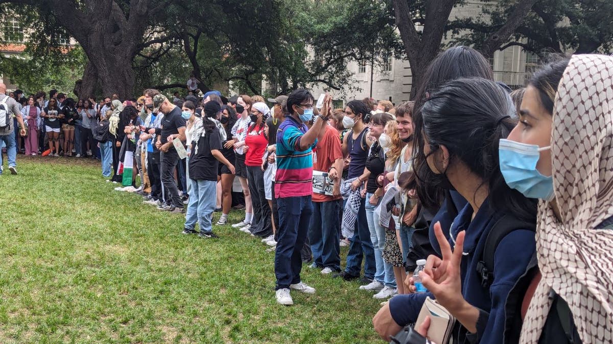 UT Austin protesters standing together
