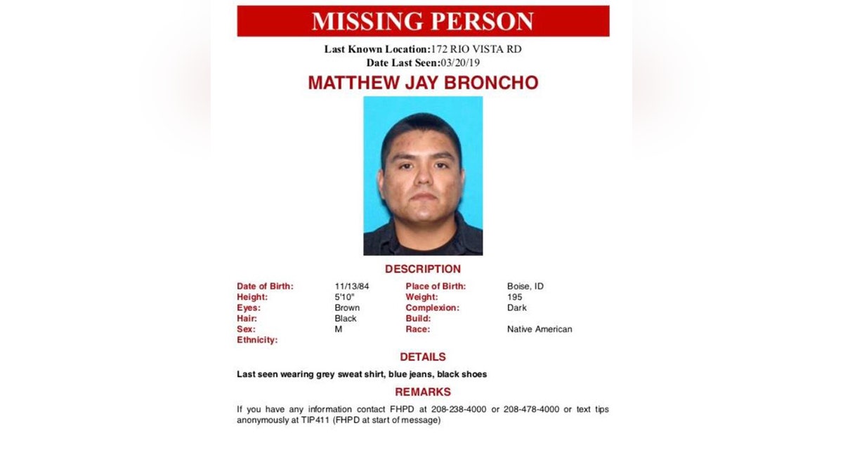 Matthew Broncho missing person flyer