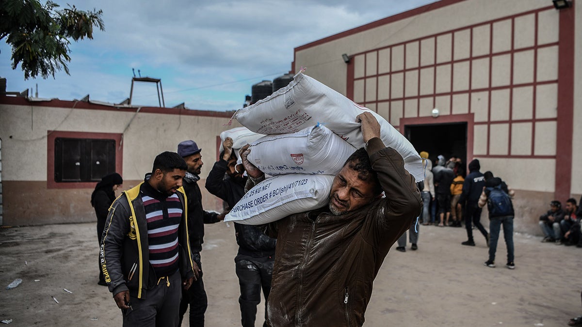 UNRWA flour carried by Gazans