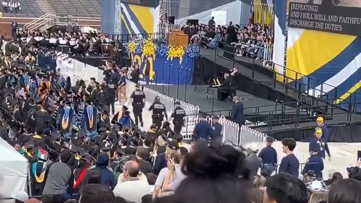 Anti-Israel protester march to stage at University of Michigan graduation