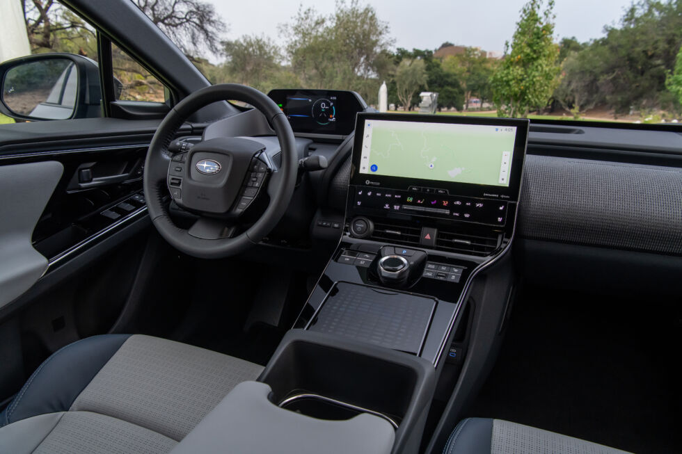 The large multifunction steering wheel can obscure the small instrument display in front of the driver. 