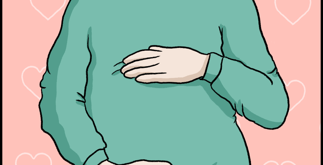 Illustrated panel showing a woman holding her pregnant belly. Text reads: Until reproductive freedom is available to every person, everywhere, none of us are truly safe.