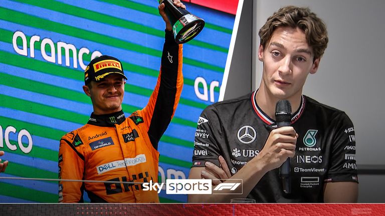 George Russell says it's good to see Lando Norris at the top battling for wins but joked he hopes it won't 'last long'.