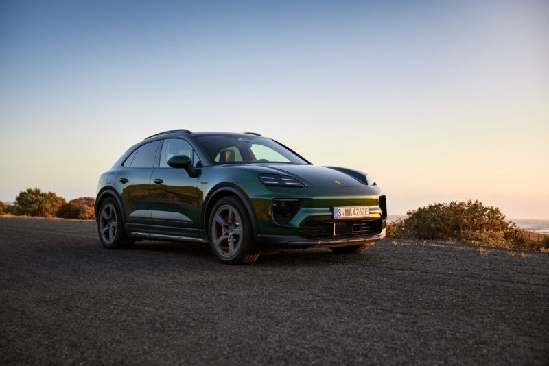 A green Porsche Macan 4S