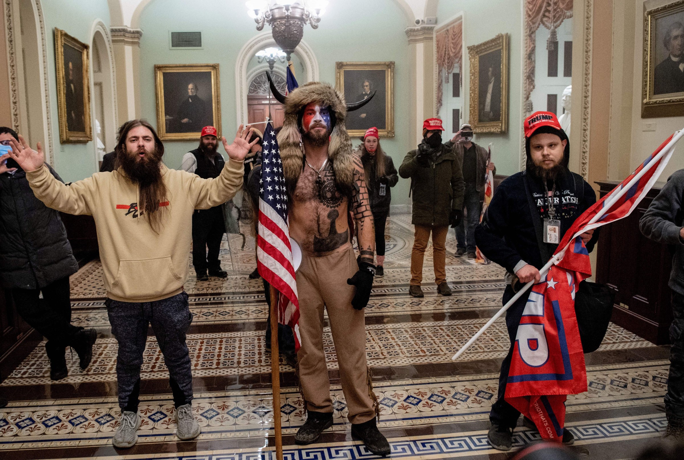 Supporters of then-President Donald Trump enter the US Capitol on January 6, 2021, in Washington, DC.