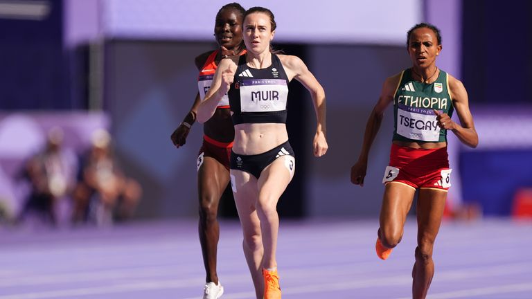 Great Britain's Laura Muir finishing second in her Women's 1500m Heat at the Stade de France on the eleventh day of the 2024 Paris Olympic Games in France. Picture date: Tuesday August 6, 2024.