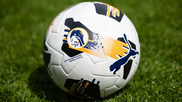 DUNFERMLINE, SCOTLAND - JULY 06: A general view of the SPFL match ball during a pre-season friendly match between Dunfermline Athletic and St Mirren at KDM Group East End Park, on July 06, 2024, in Dunfermline, Scotland. (Photo by Ross Parker / SNS Group)