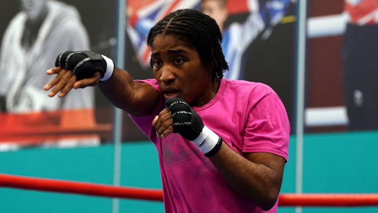 Cindy Ngamba training at the GB gym in Sheffield