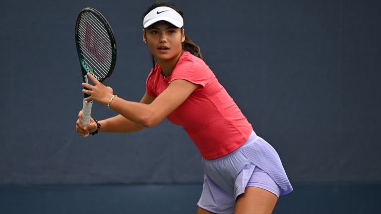 Emma Raducanu is seen on the practice court at the USTA Billie Jean King National Tennis Center on August 22, 2024 in Flushing Queens. Credit: mpi04/Mediapunch /IPX