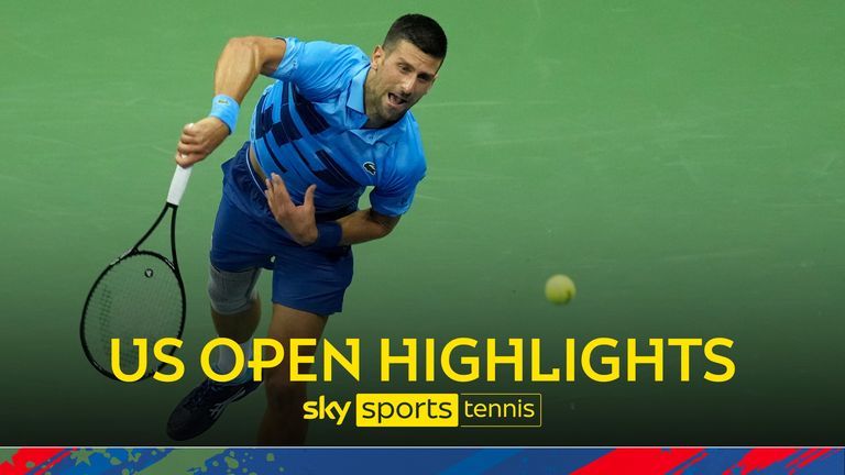 Novak Djokovic, of Serbia, serves to Radu Albot, of Moldova, during a first round match of the U.S. Open tennis championships, Monday, Aug. 26, 2024, in New York.