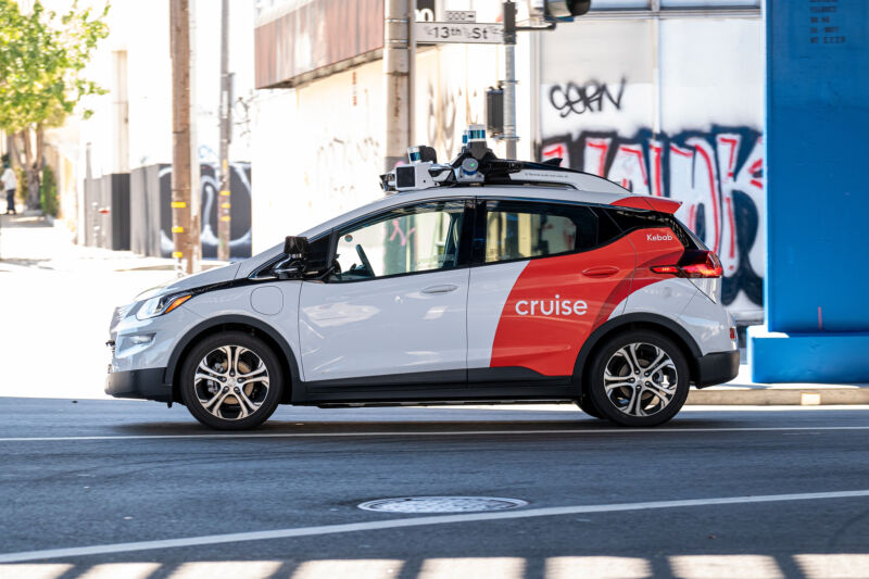 A Cruise autonomous taxi in San Francisco, California, US, on Thursday Aug. 10, 2023.