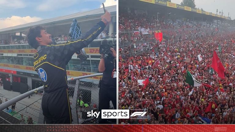 There were phenomenal celebrations at Monza following Charles Leclerc's unexpected victory for Ferrari at the Italian Grand Prix.