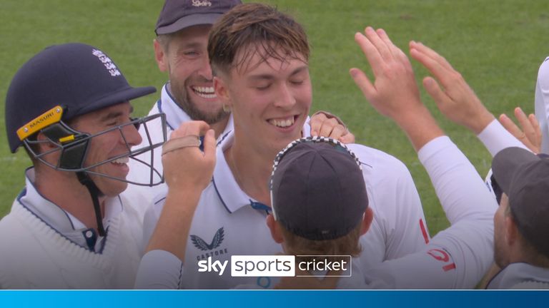 Josh Hull takes his first wicket for England