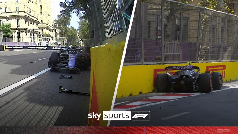 Watch as Franco Colapinto finds the wall in P1 of the Azerbaijan Grand Prix.