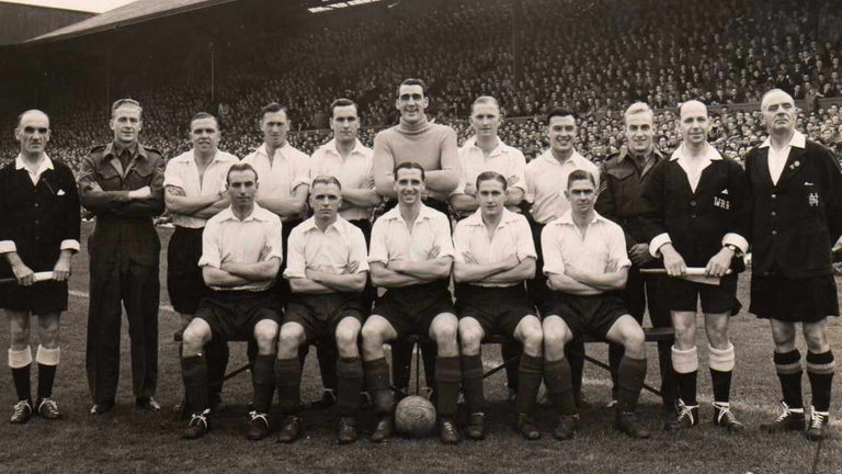 Frank Soo playing for the RAF against Scotland at Hampden Park [MUST CREDIT MERCER FAMILY]