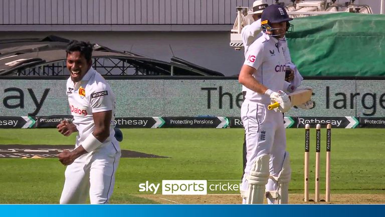 Joe Root is trapped LBW for 12 in the third Test against Sri Lanka, denying him the opportunity to overtake Alastair Cook as England's all-time leading run scorer.