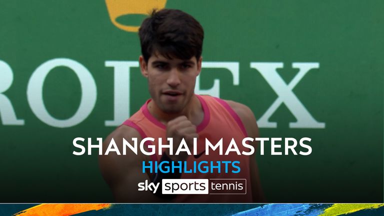 Highlights of the round 16 match between Carlos Alcaraz and Gael Monfils at the Shanghai Masters. 