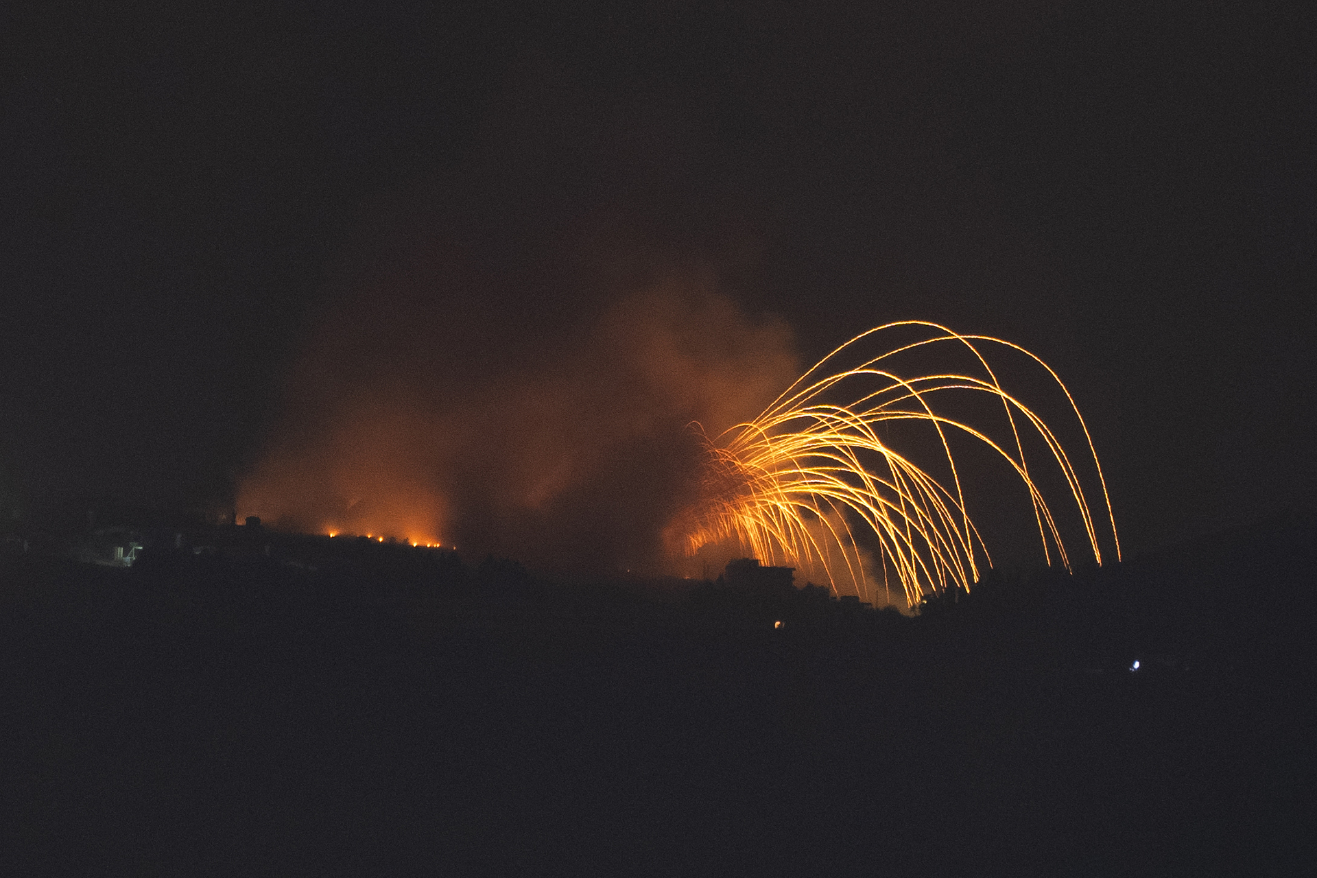 Israeli shelling hit an area in southern Lebanon, as seen from northern Israel on September 30, 2024.