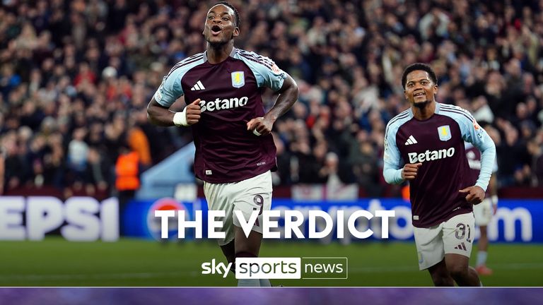 Aston Villa's Jhon Duran celebrates scoring their side's second goal of the game during the UEFA Champions League group stage match at Villa Park, Birmingham. Picture date: Tuesday October 22, 2024.