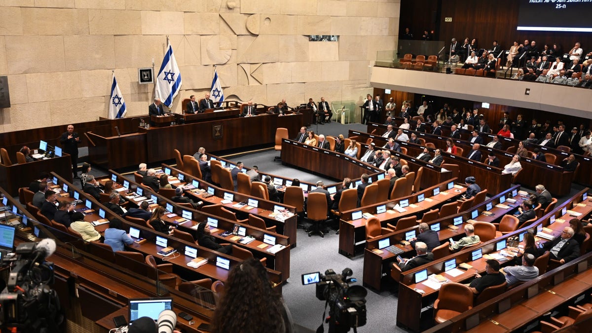 The opening assembly of the Knesset’s winter session as seen Monday evening.