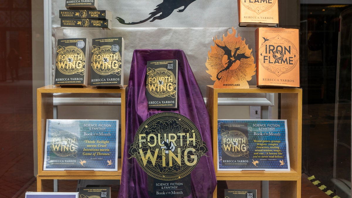 A "Fourth Wing" book display