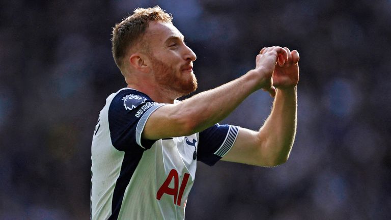 Dejan Kulusevski celebrates after equalising for Spurs against West Ham