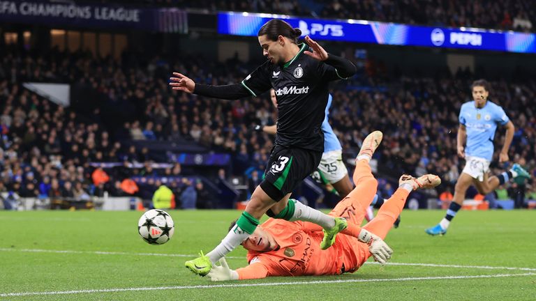 Anis Hadj-Moussa slides the first goal into the net after beating Ederson