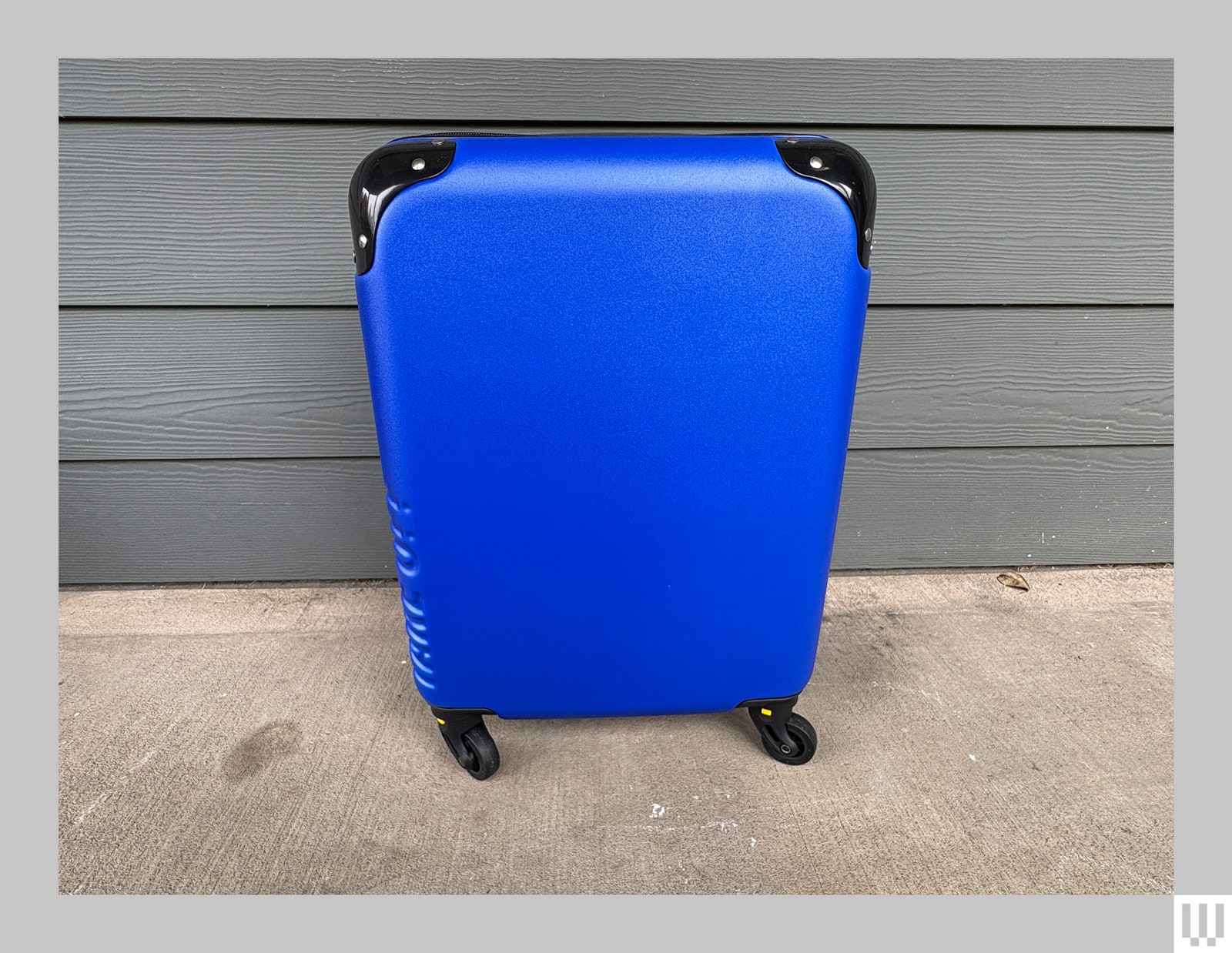 Take Off Personal Item Suitcase a small blue rolling luggage carrier