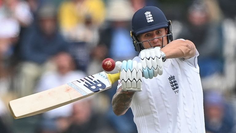 England's Brydon Carse bats against New Zealand in Christchurch