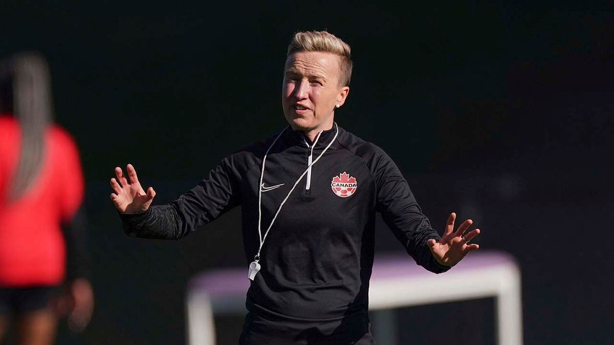 Beverly Priestman coaches during a training session