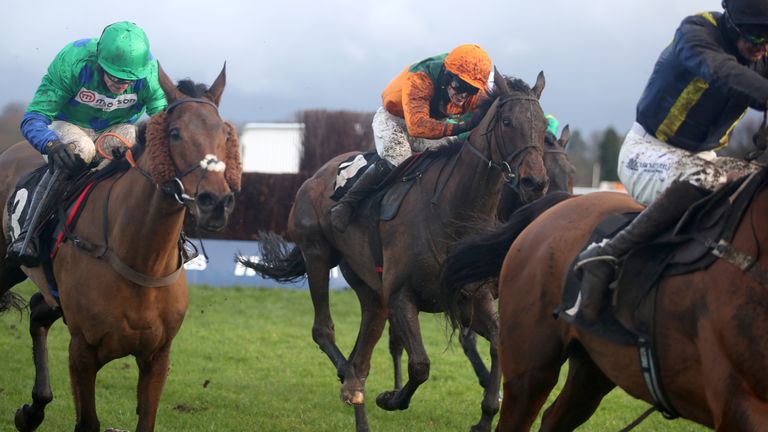 Fortescue and Hugh Nugent before landing the Swinley Handicap Chase at Ascot