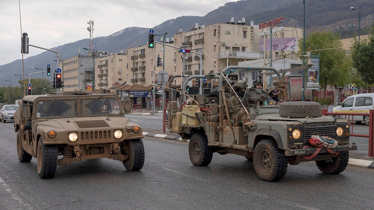 Israeli military vehicles in northern Israel