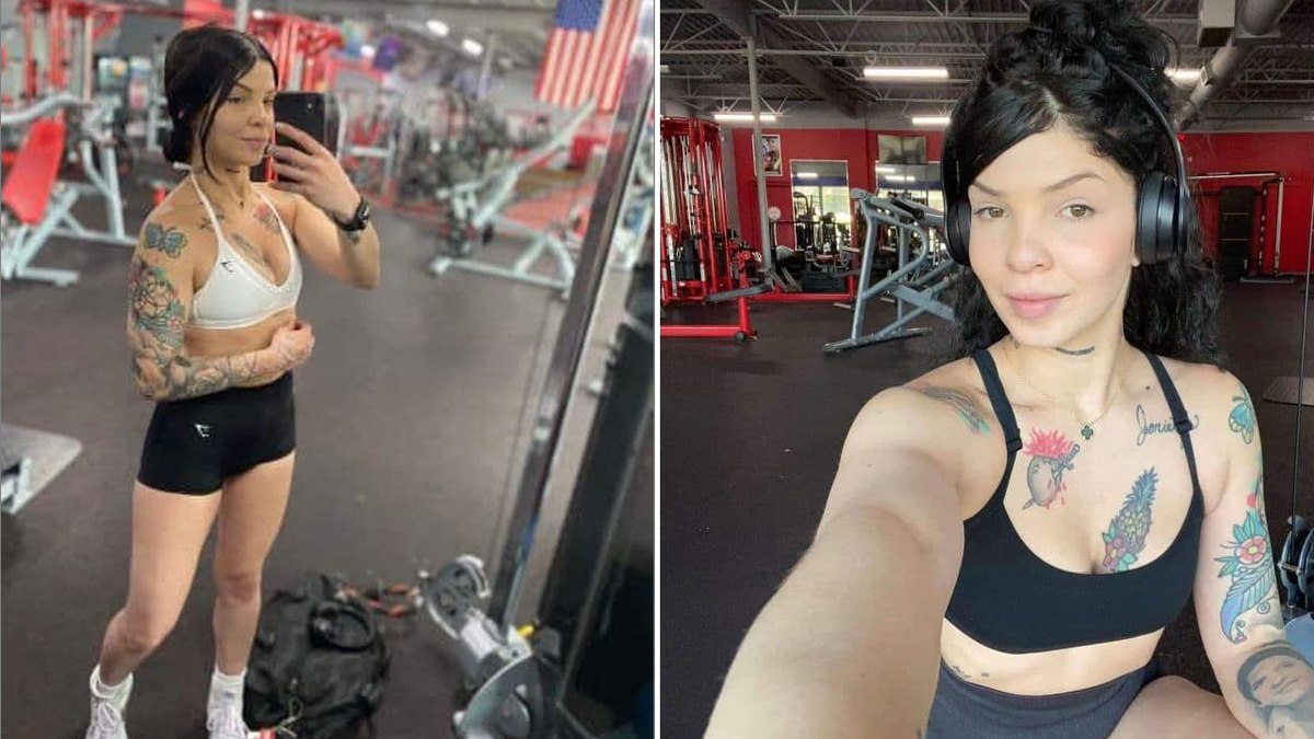 Rodriguez in the gym in split selfie images