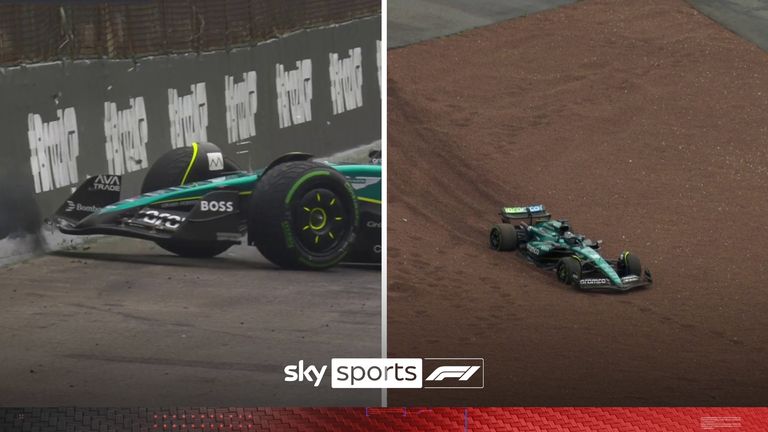 Lance Stroll crashed his Aston Martin into the barriers during the formation lap ahead of the Sao Paulo Grand Prix.