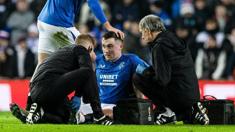 John Souttar was forced off in the first half at Ibrox