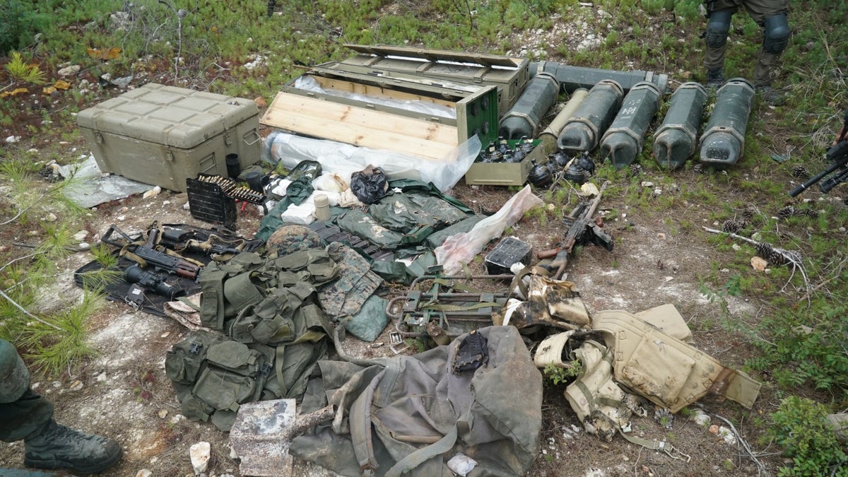 A Hezbollah weapons cache is located near a UNIFIL post by Israeli Defense Forces troops in southern Lebanon.