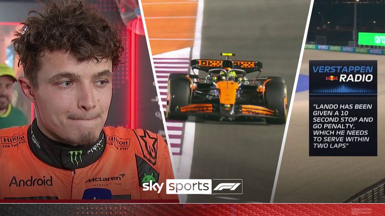 Lando Norris reacts to pen at Qatar GP