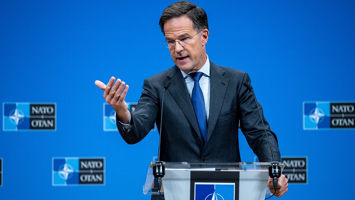 NATO Secretary General, Mark Rutte, on stage in Belgium