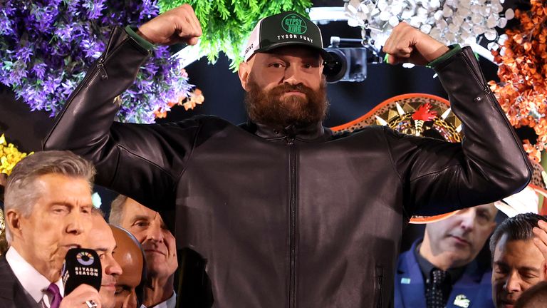 Tyson Fury weighs in for his rematch with Oleksandr Usyk