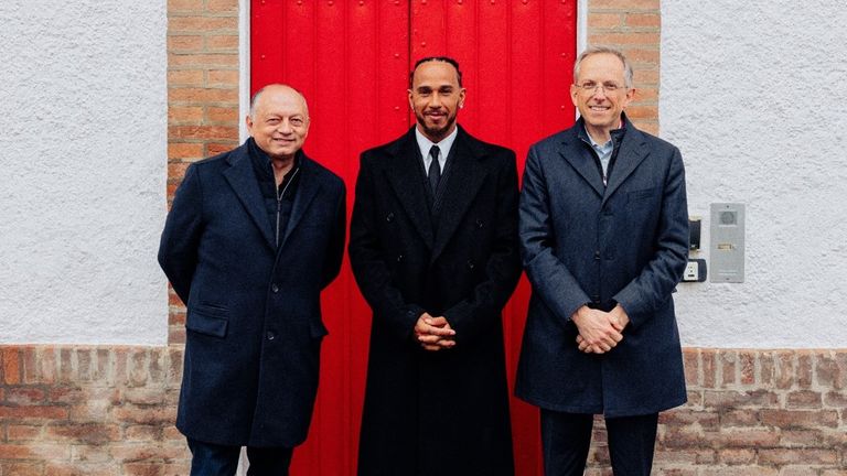 Lewis Hamilton's first day at Ferrari (Credit: @Scuderia Ferrari)